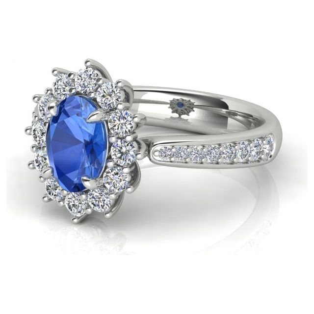 Platinum 1.12ct Oval Ceylon Sapphire & Diamond Dress Ring