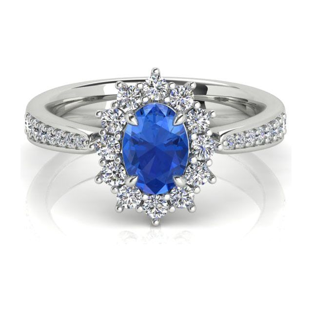 Platinum 1.12ct Oval Ceylon Sapphire & Diamond Dress Ring