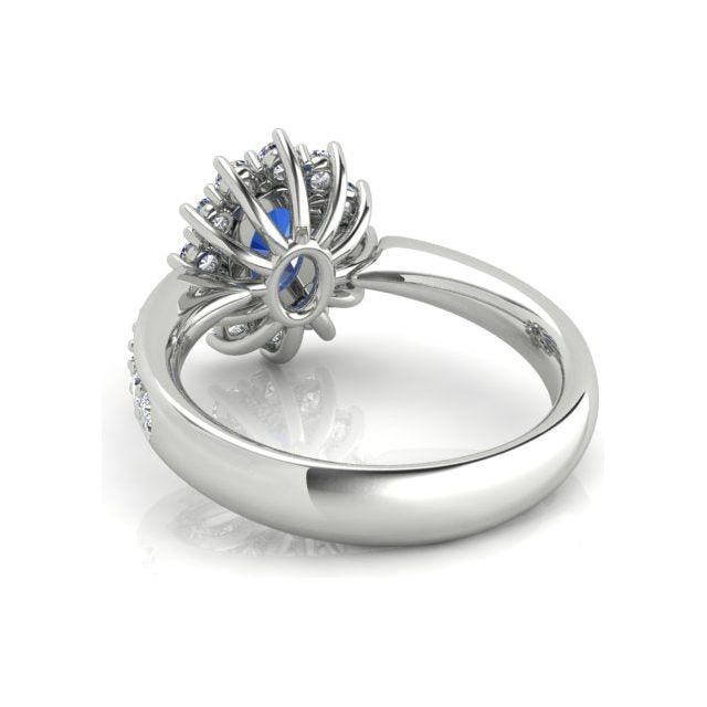 Platinum 1.12ct Oval Ceylon Sapphire & Diamond Dress Ring