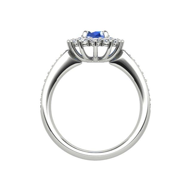 Platinum 1.12ct Oval Ceylon Sapphire & Diamond Dress Ring