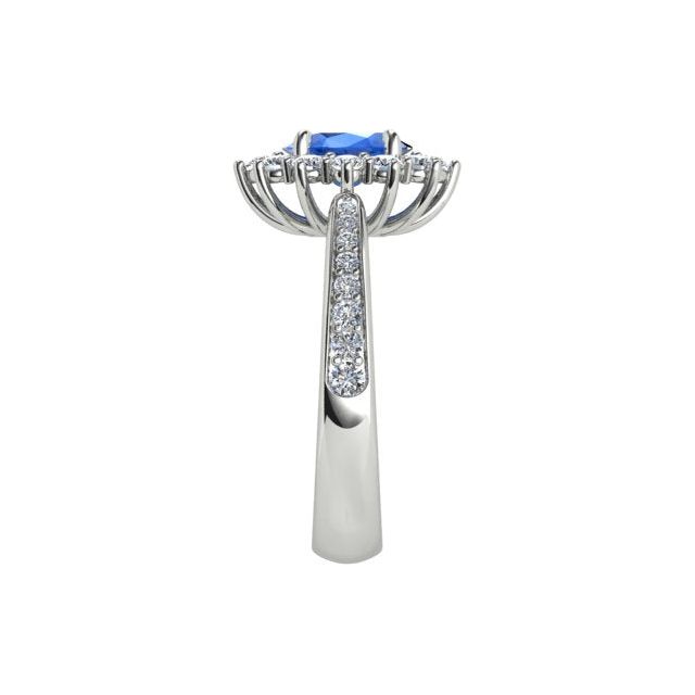 Platinum 1.12ct Oval Ceylon Sapphire & Diamond Dress Ring