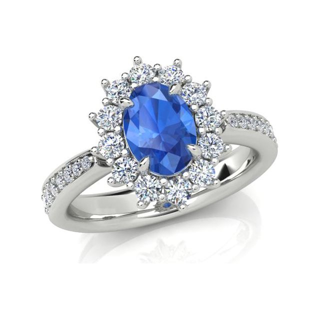Platinum 1.12ct Oval Ceylon Sapphire & Diamond Dress Ring