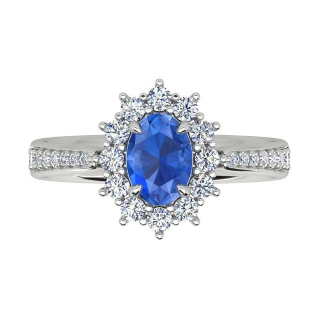 Platinum 1.12ct Oval Ceylon Sapphire & Diamond Dress Ring