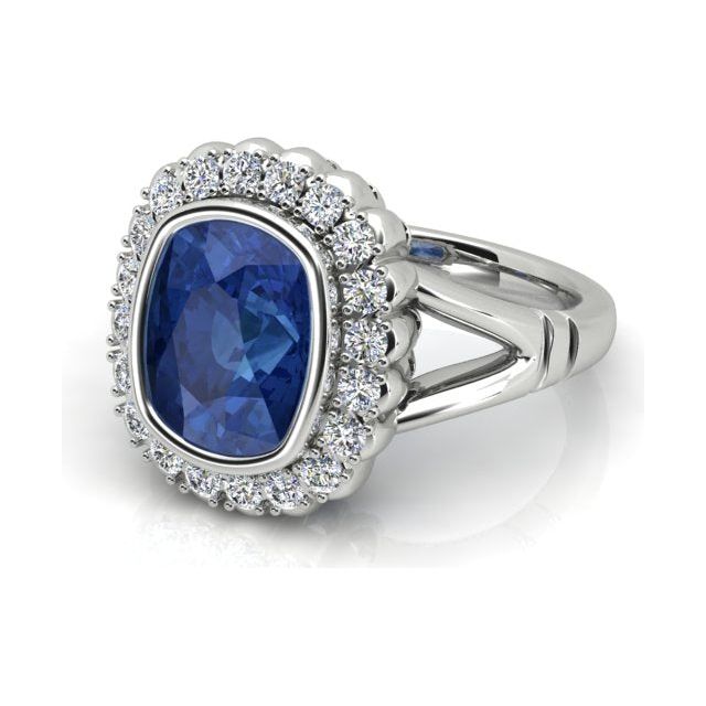 Platinum 3.82ct Ceylon Sapphire & Diamond Dress Ring