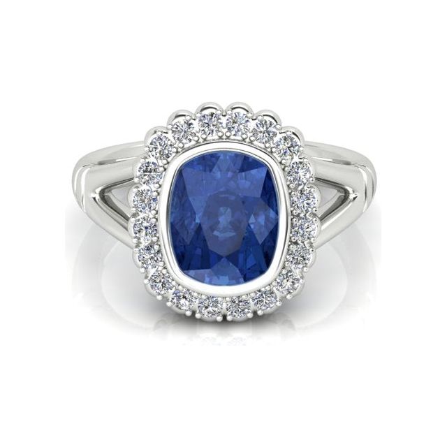 Platinum 3.82ct Ceylon Sapphire & Diamond Dress Ring