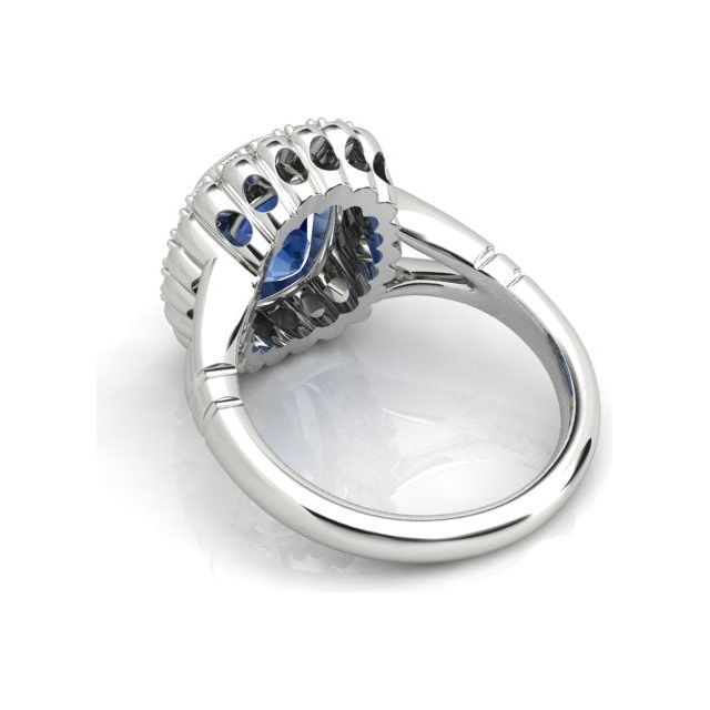 Platinum 3.82ct Ceylon Sapphire & Diamond Dress Ring