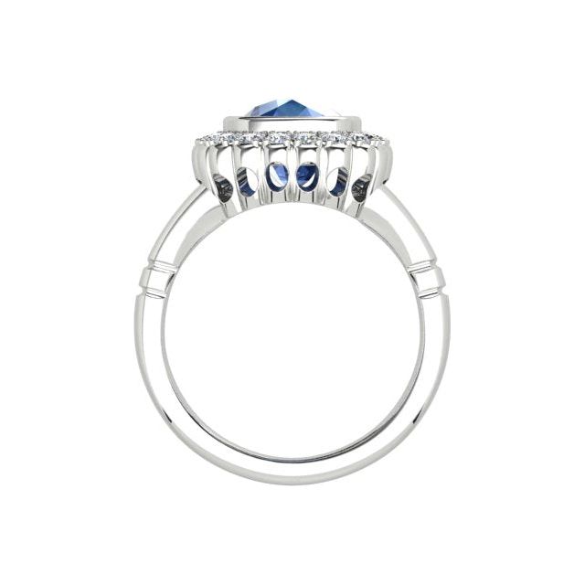Platinum 3.82ct Ceylon Sapphire & Diamond Dress Ring