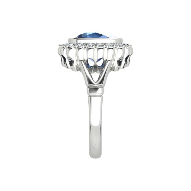 Platinum 3.82ct Ceylon Sapphire & Diamond Dress Ring
