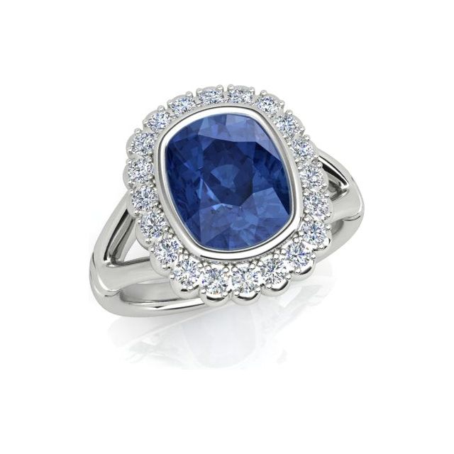 Platinum 3.82ct Ceylon Sapphire & Diamond Dress Ring