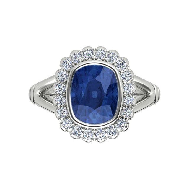 Platinum 3.82ct Ceylon Sapphire & Diamond Dress Ring