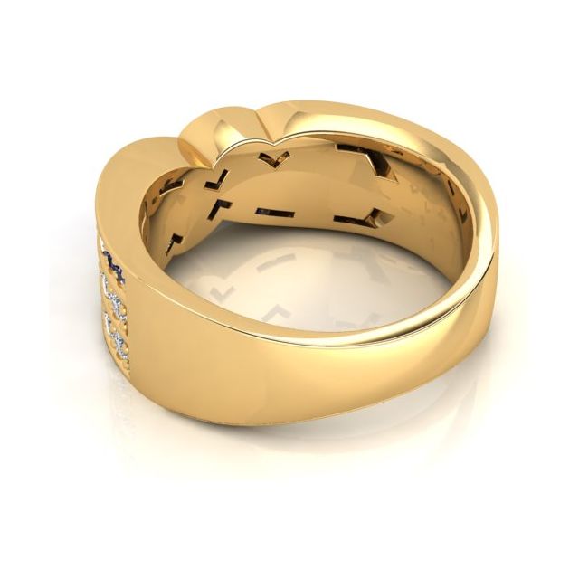 18ct Yellow Gold Pavé Set Diamond & Blue Sapphire Dress Ring