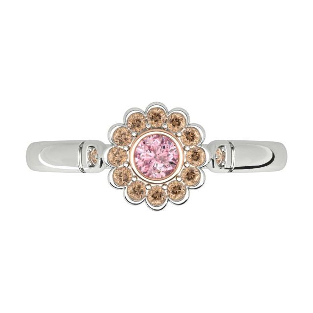 18ct White & Rose Gold 0.16ct Argyle Origin Pink Diamond Halo-Style Dress Ring