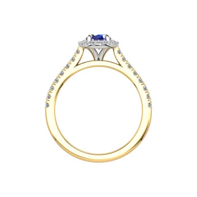 18ct Yellow & White Gold 0.93ct Sapphire & Diamond Halo-Style Dress Ring