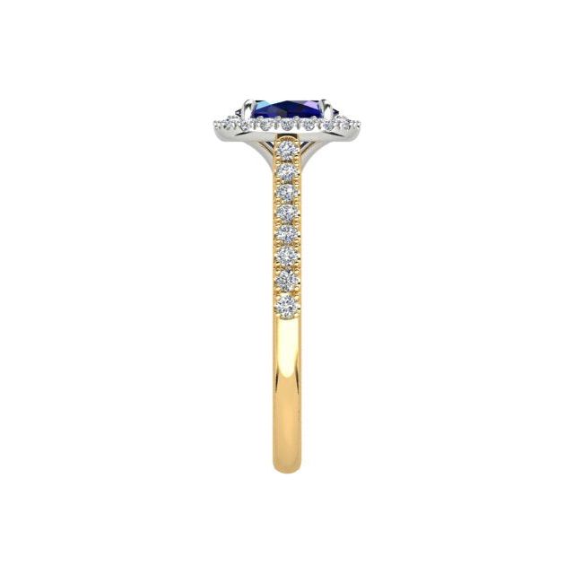18ct Yellow & White Gold 0.93ct Sapphire & Diamond Halo-Style Dress Ring