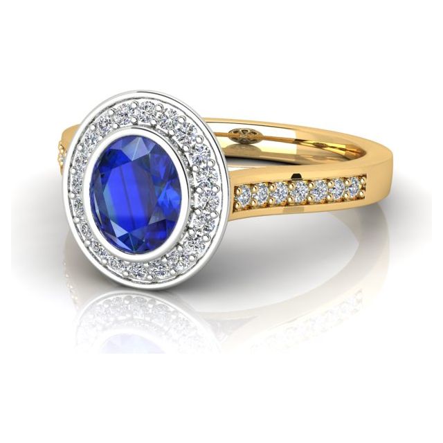 18ct Yellow & White Gold 0.95ct Spinel & Diamond Halo-Style Dress Ring
