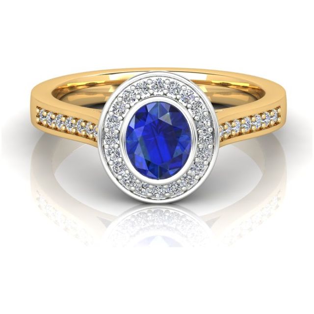 18ct Yellow & White Gold 0.95ct Spinel & Diamond Halo-Style Dress Ring