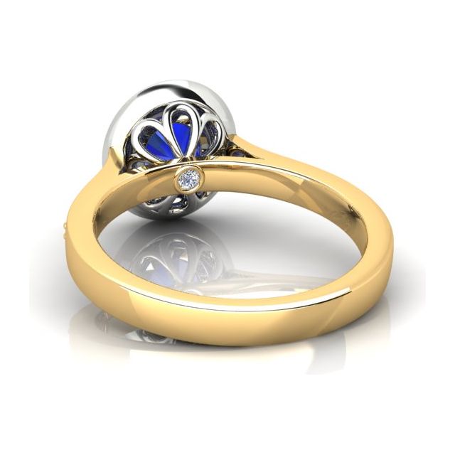 18ct Yellow & White Gold 0.95ct Spinel & Diamond Halo-Style Dress Ring