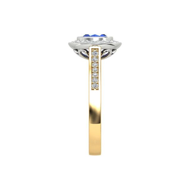 18ct Yellow & White Gold 0.95ct Spinel & Diamond Halo-Style Dress Ring