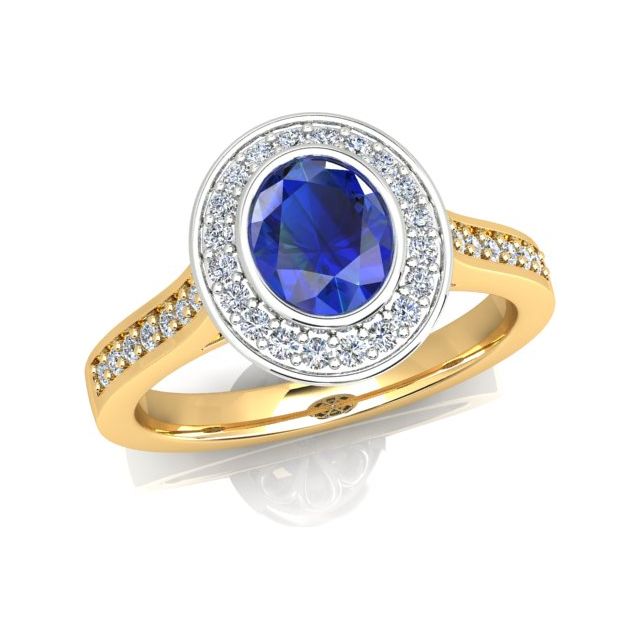 18ct Yellow & White Gold 0.95ct Spinel & Diamond Halo-Style Dress Ring