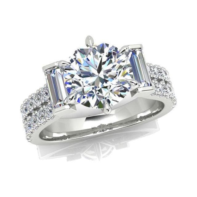 18ct White Gold 3.11ct 6-Claw Diamond Dress Ring