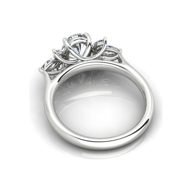 Platinum 1.63ct Floral-Style Oval Diamond Engagement Ring