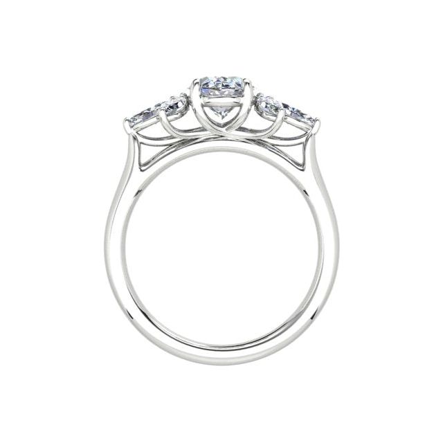 Platinum 1.63ct Floral-Style Oval Diamond Engagement Ring