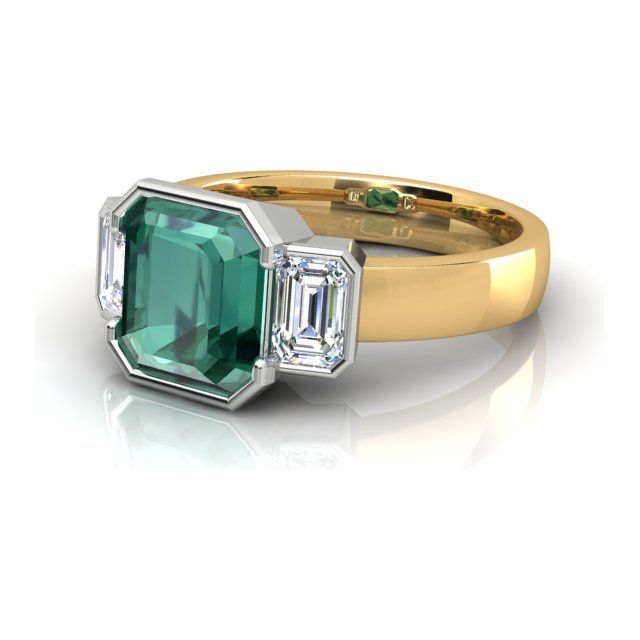 18ct Yellow Gold & Platinum 3.43ct Indicolite Tourmaline & Diamond Dress Ring