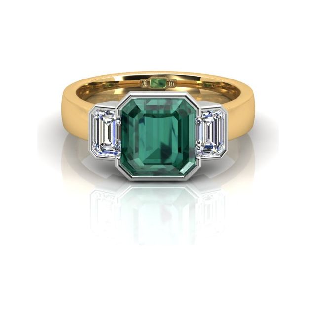 18ct Yellow Gold & Platinum 3.43ct Indicolite Tourmaline & Diamond Dress Ring