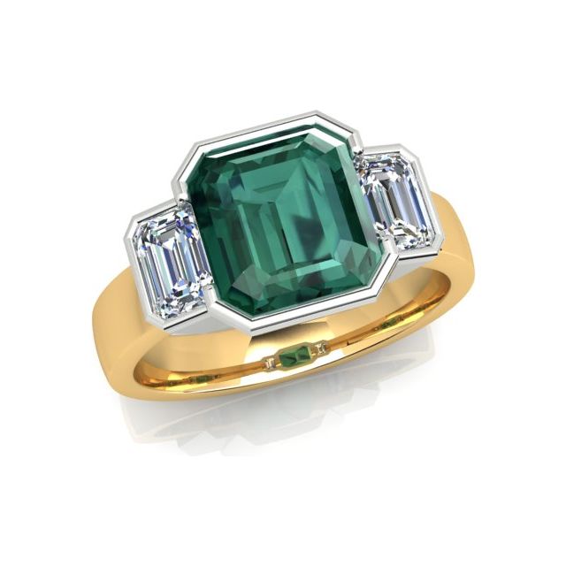 18ct Yellow Gold & Platinum 3.43ct Indicolite Tourmaline & Diamond Dress Ring