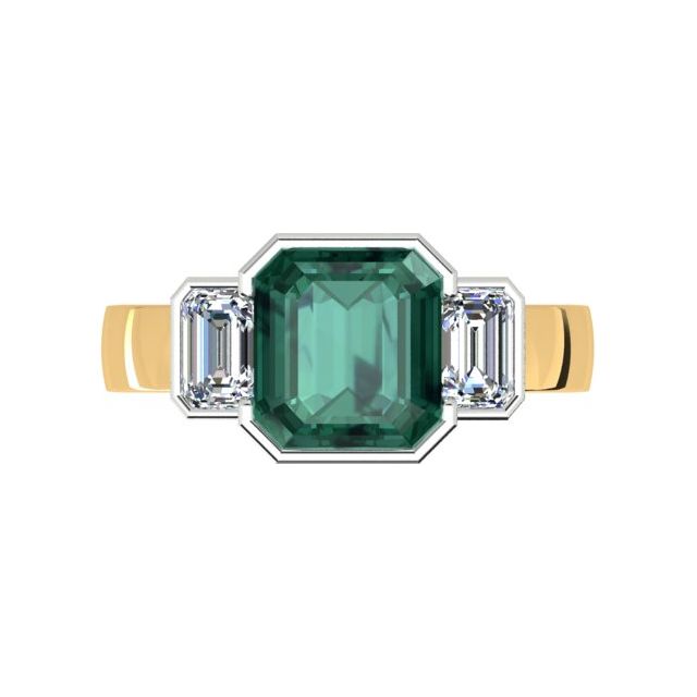 18ct Yellow Gold & Platinum 3.43ct Indicolite Tourmaline & Diamond Dress Ring