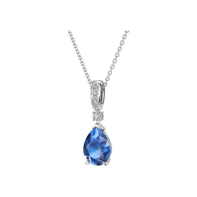 18ct White Gold Pear Tanzanite & Diamond Pendant