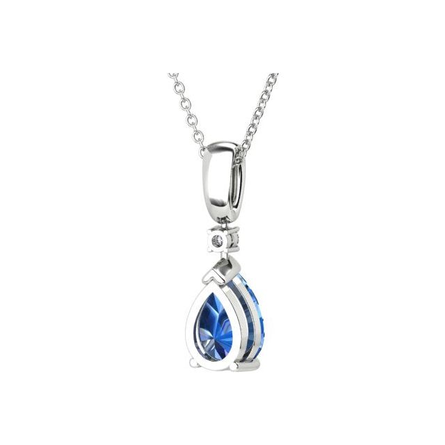 18ct White Gold Pear Tanzanite & Diamond Pendant