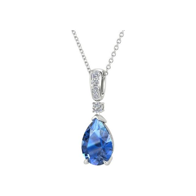 18ct White Gold Pear Tanzanite & Diamond Pendant
