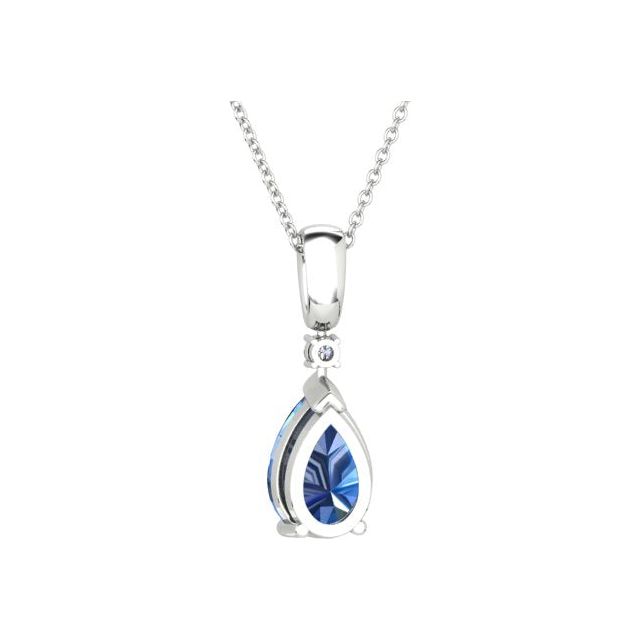 18ct White Gold Pear Tanzanite & Diamond Pendant
