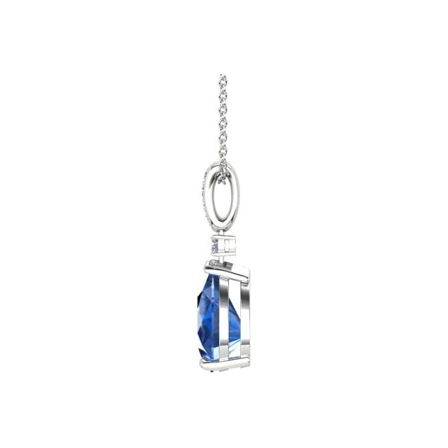 18ct White Gold Pear Tanzanite & Diamond Pendant