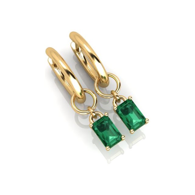18ct Yellow Gold 0.86ct Emerald Drop Earrings