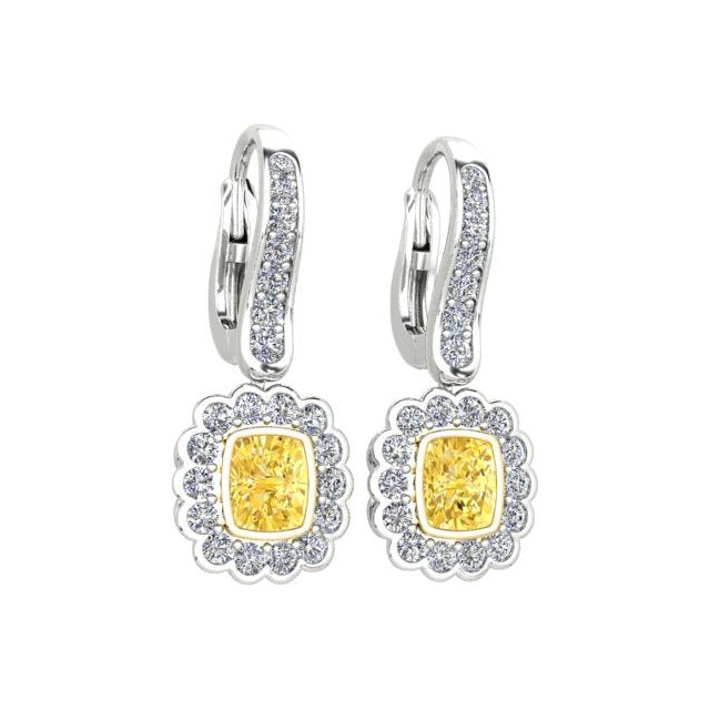18ct White & Yellow Gold 1.72ct Yellow Diamond Drop Earrings