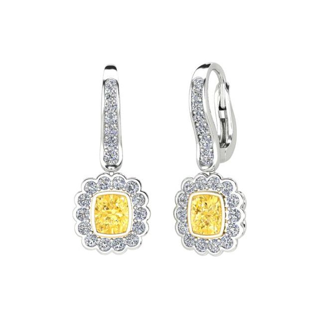 18ct White & Yellow Gold 1.72ct Yellow Diamond Drop Earrings