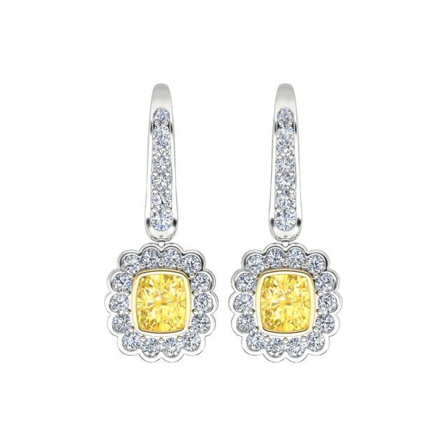 18ct White & Yellow Gold 1.72ct Yellow Diamond Drop Earrings
