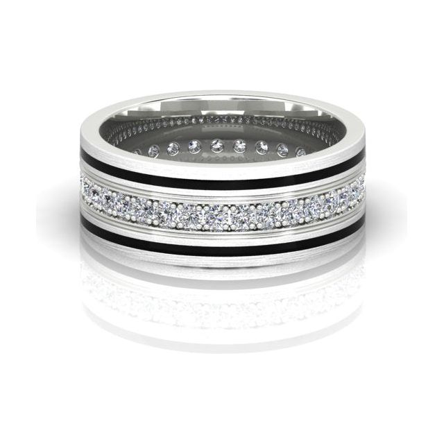 Platinum 1.19ct Full-Circle Diamond & Black Enamel Gents Ring