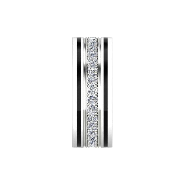 Platinum 1.19ct Full-Circle Diamond & Black Enamel Gents Ring