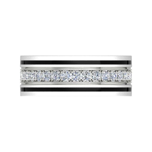 Platinum 1.19ct Full-Circle Diamond & Black Enamel Gents Ring