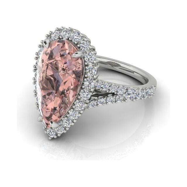 18ct White Gold 0.93ct Pink Tourmaline & Diamond Dress Ring
