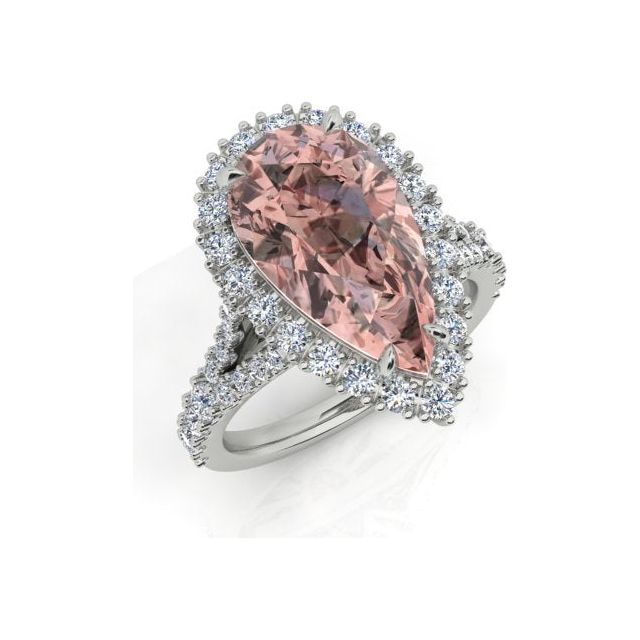 18ct White Gold 0.93ct Pink Tourmaline & Diamond Dress Ring