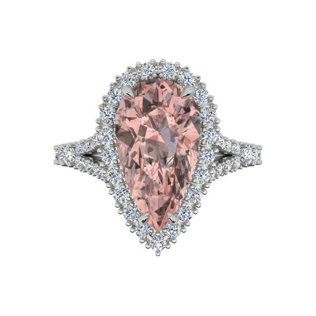 18ct White Gold 0.93ct Pink Tourmaline & Diamond Dress Ring