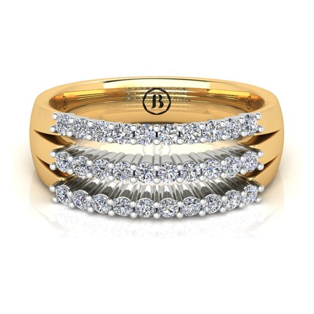 18ct Yellow & White Gold 0.60ct 3-Band Diamond Anniversary Ring