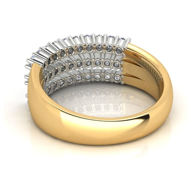 18ct Yellow & White Gold 0.60ct 3-Band Diamond Anniversary Ring