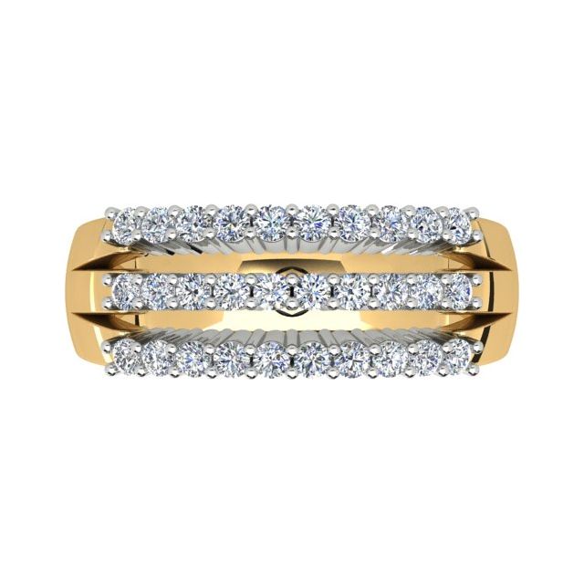 18ct Yellow & White Gold 0.60ct 3-Band Diamond Anniversary Ring