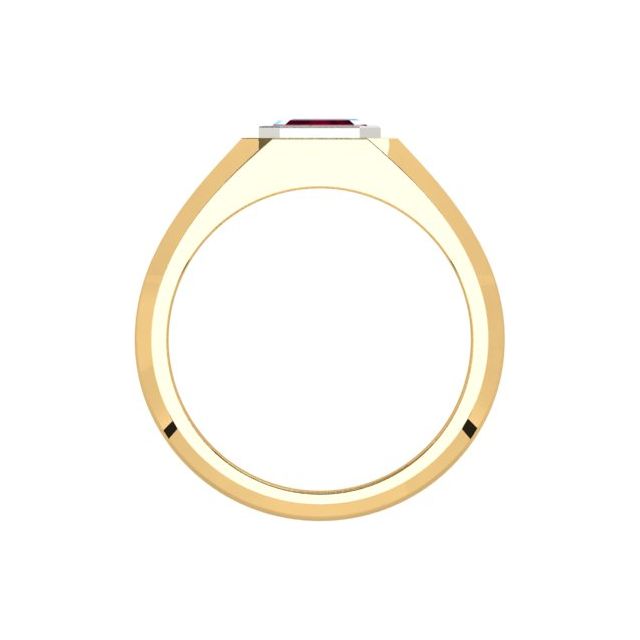 18ct Yellow Gold & Platinum 1.09ct Bezel-Set Ruby Gents Ring