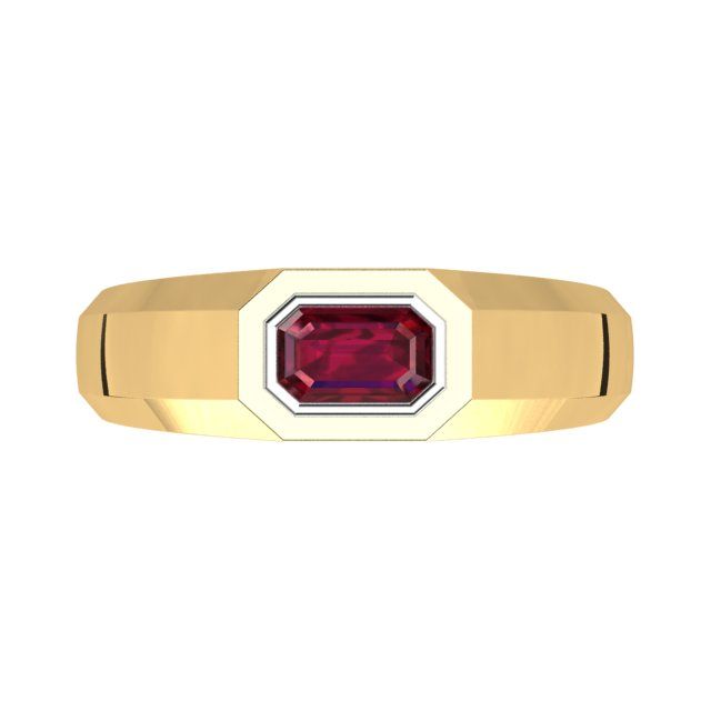 18ct Yellow Gold & Platinum 1.09ct Bezel-Set Ruby Gents Ring